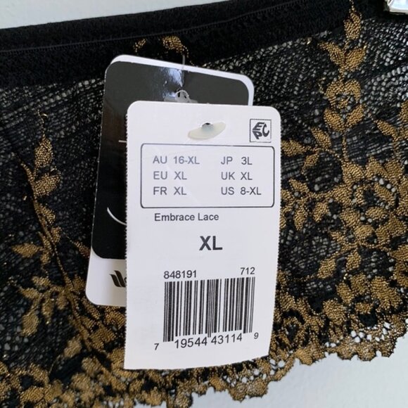 WACOAL Embrace Lace Tanga Black / Gold XL - Picture 9 of 13